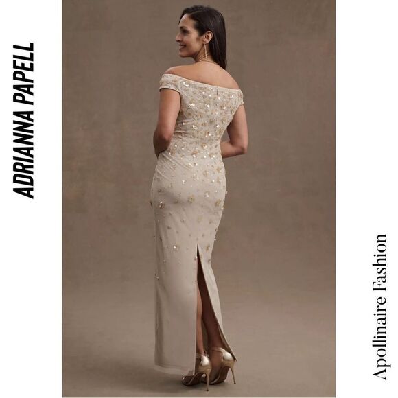 BHLD ROSIE IFF SHOULDER COLUMN GOWN IN NEUTRAL SIZE 16 - Picture 5 of 13